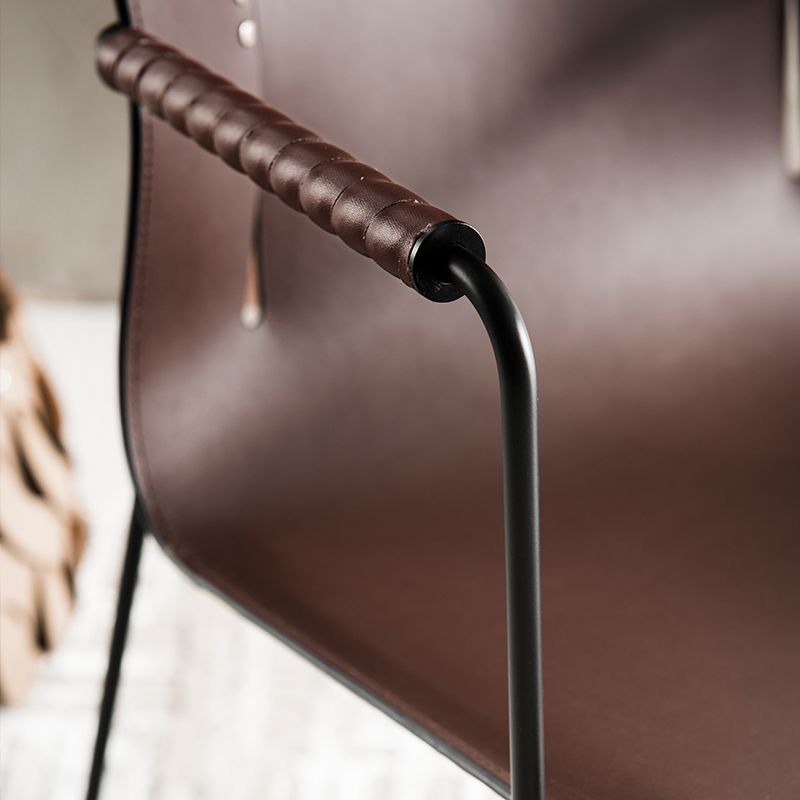 Metal Frame Dining Room Chair Indoor Faux Leather Dining Chair