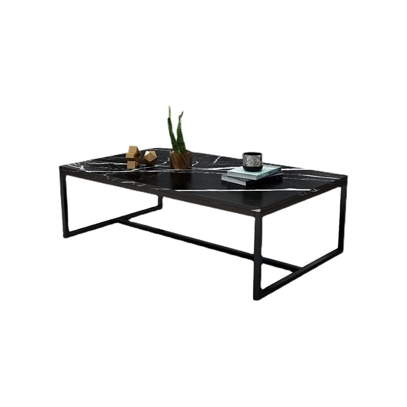 17.7" Tall Modern Steel Trestle Base Rectangular Wood Top Coffee Table