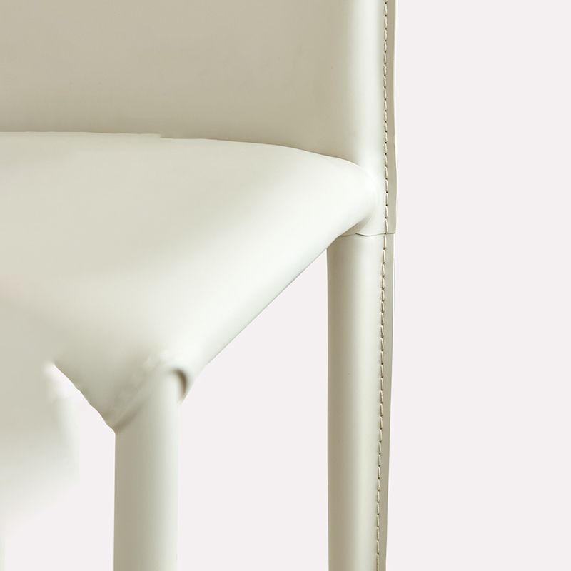 Modern Leather Side Chair Solid Back Dining Chair for Dining Room