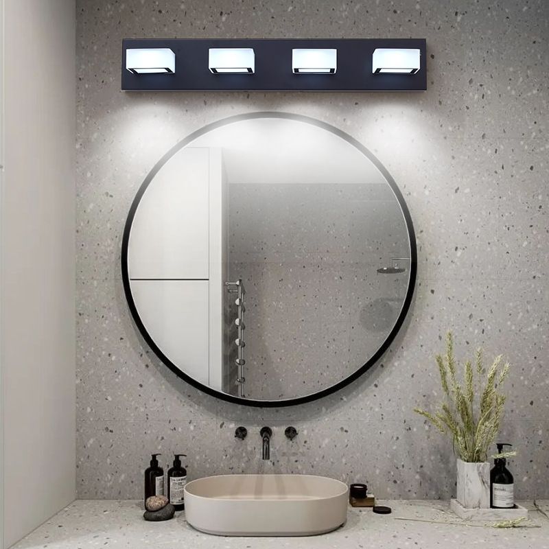Modern Simple Rectangle Shape Vanity Light with Acrylic Shade for Shower Room