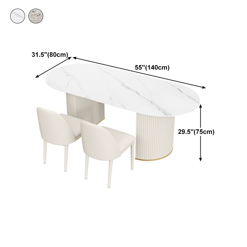 Modern Sintered Stone Dining Table Oval Dinner Room Kitchen Table