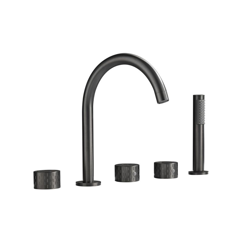 Contemporary Deck Mounted Copper Tub Faucet Low Arc Roman Tub Faucet Set