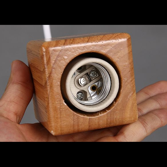 Minimalist Square Hanging Pendant Light Wooden Restaurant Suspension Pendant in Wood