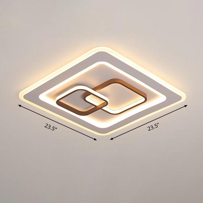Square Bedroom Flush Mount Lamp Acrylic LED Contemporary Close to Ceiling Lighting in White