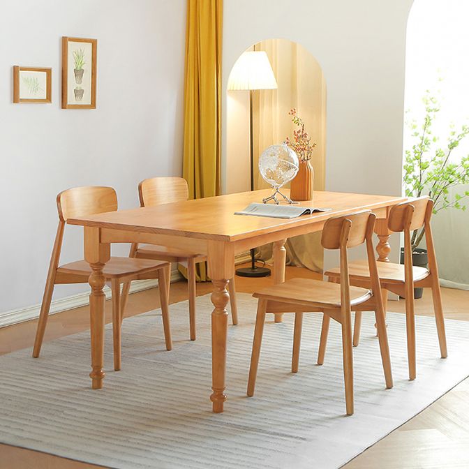 Rectangle Wood Top Dining table Modern Natural Finish Legs Dining Room Table