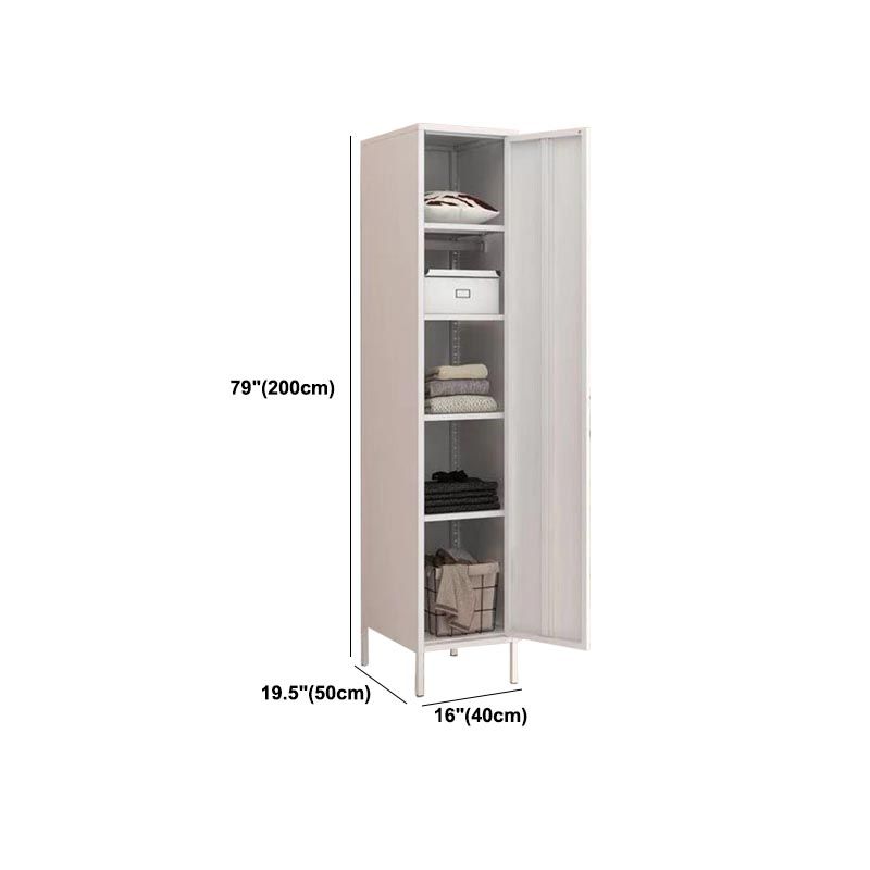 White Steel Wardrobe Cabinet with Adjustable Shelves Modern Wardrobe Closet