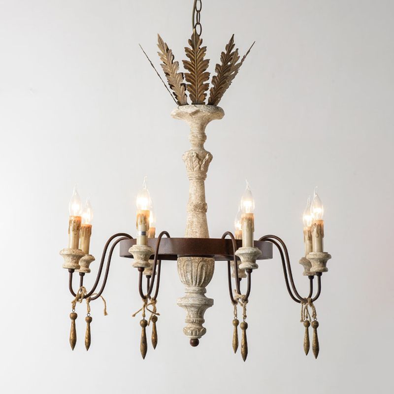 8 ampoules Spur Plafond lustre pour lustre traditionnel Métal d'éclairage en suspension en rouille