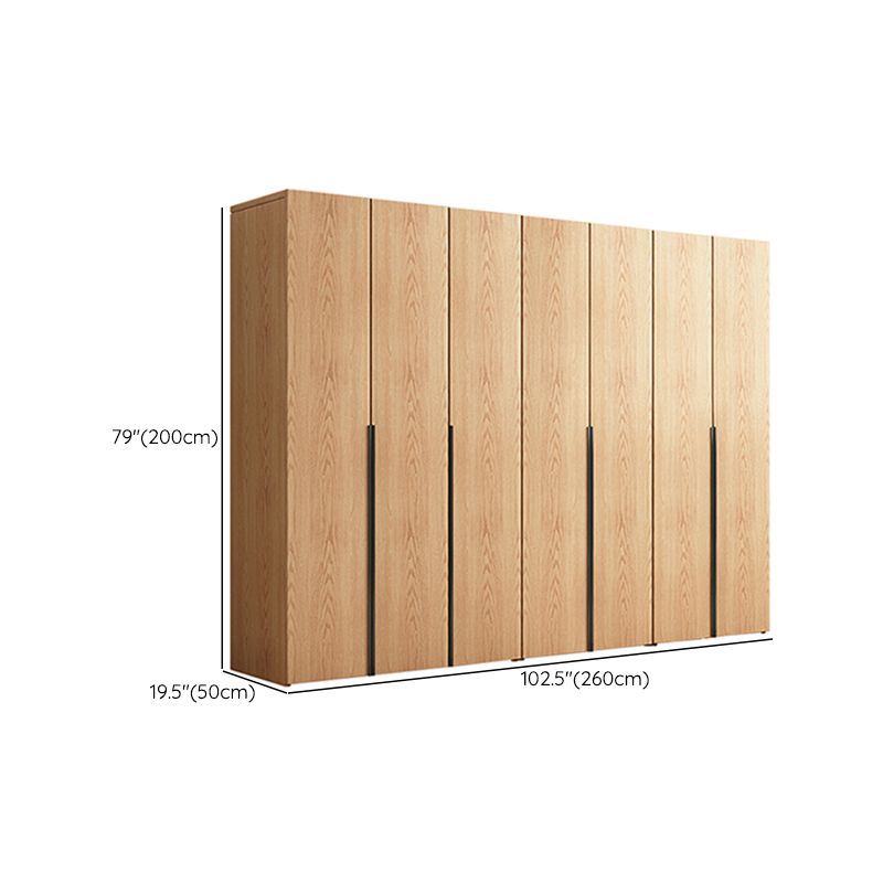 Contemporary Freestanding Natural Wardrobe Oak Solid Wood Wardrobe with Shelves