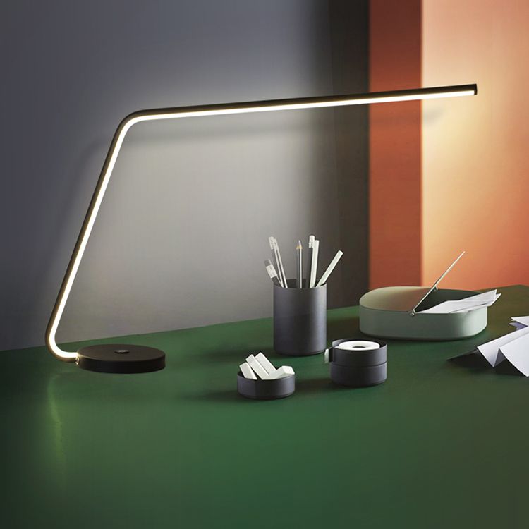 Linear 1 Light Table Light Contemporary Metal Night Table Lamps for Study Room