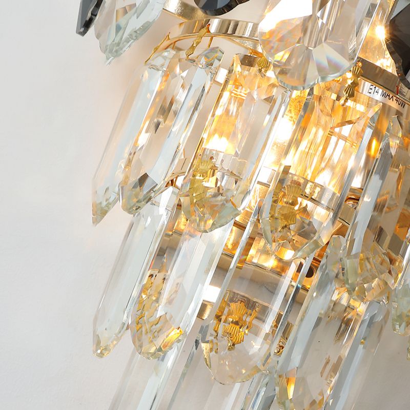 Lampade a sconde di cristallo in stile moderno a strati multi -luci a strati di montaggio a parete trasparente