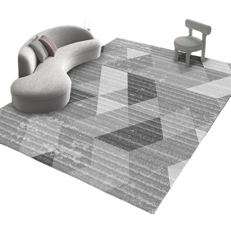 Modern Washable Carpet Geometric Contrast Panel Area Rug Polyester Carpet with Non-Slip Backing