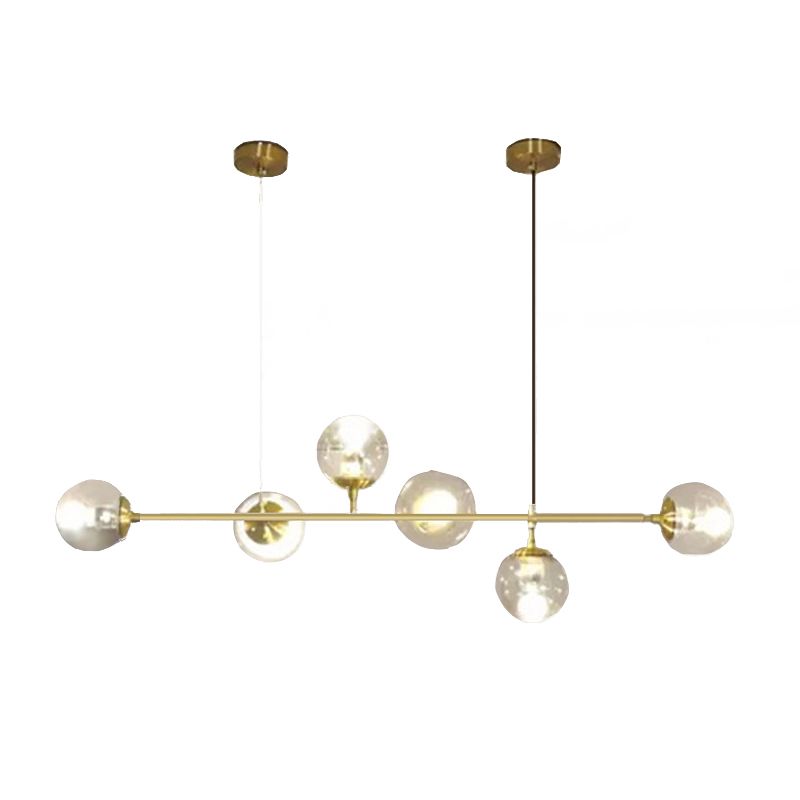 Linear Pendant Lighting Minimal Glass 6 Lights Chandelier Lighting in Black