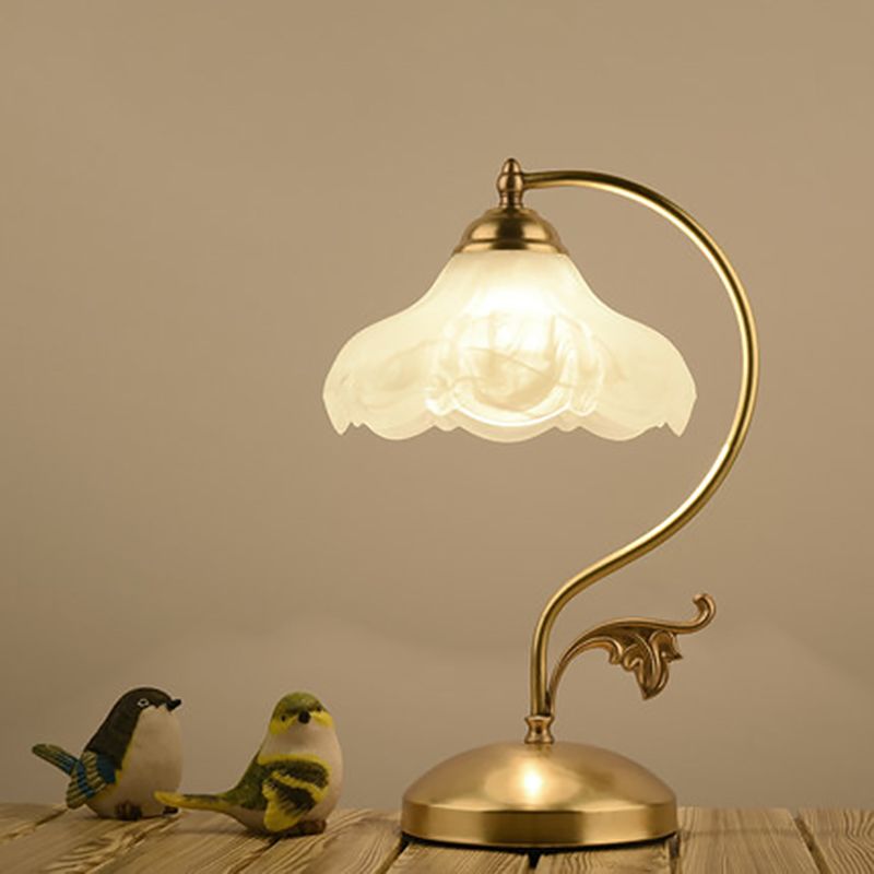 Glass Flower Table Light Contemporary Style Nights and Lamp for Bedroom