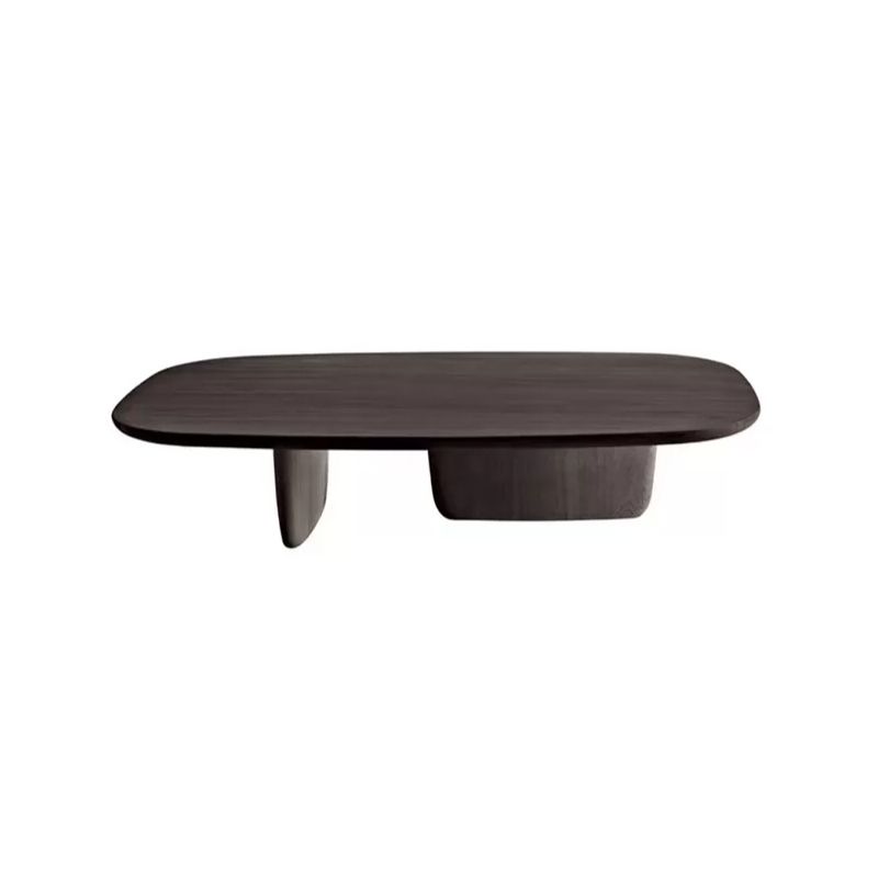 Scandinavian Solid Wood Coffee Table 12.4" H Rectangular Cocktail Table with 2 Legs