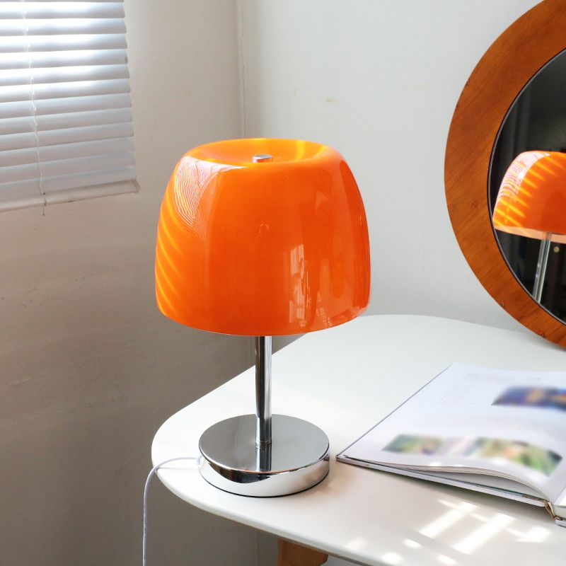 Lampade da tavolo da tamburo di tamburo in vetro contemporaneo 1 lampada da comodino leggero per camera da letto