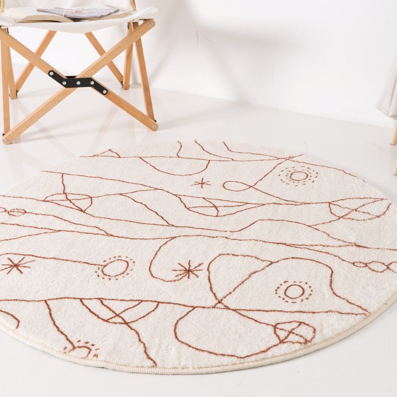 Wit Modern Rug Polyester Onregelmatige Lijn Tapijtwasbaar Tapijt voor woonkamer