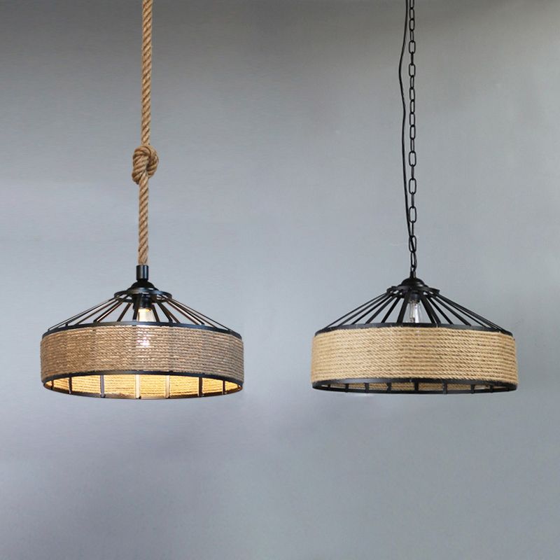 1 Head Pendellampe Lamp Country Restaurant Decke hängen Licht mit Kegelmetallschatten in Schwarz