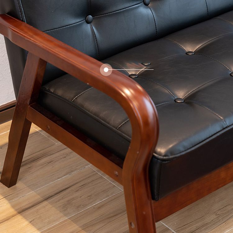 Faux Leather Sofa 29.53" High Mid Century Modern Square Sofa