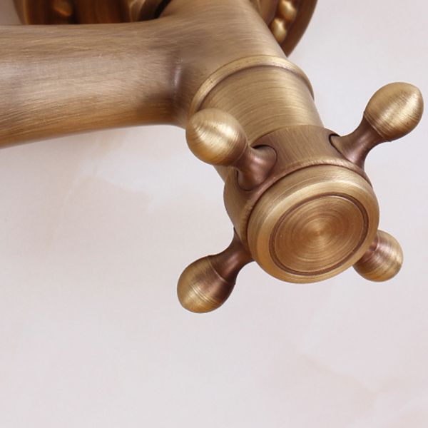 Traditional Wall Mounted Metal Tub Filler Double Handles Waterfall Tub Faucet Trim