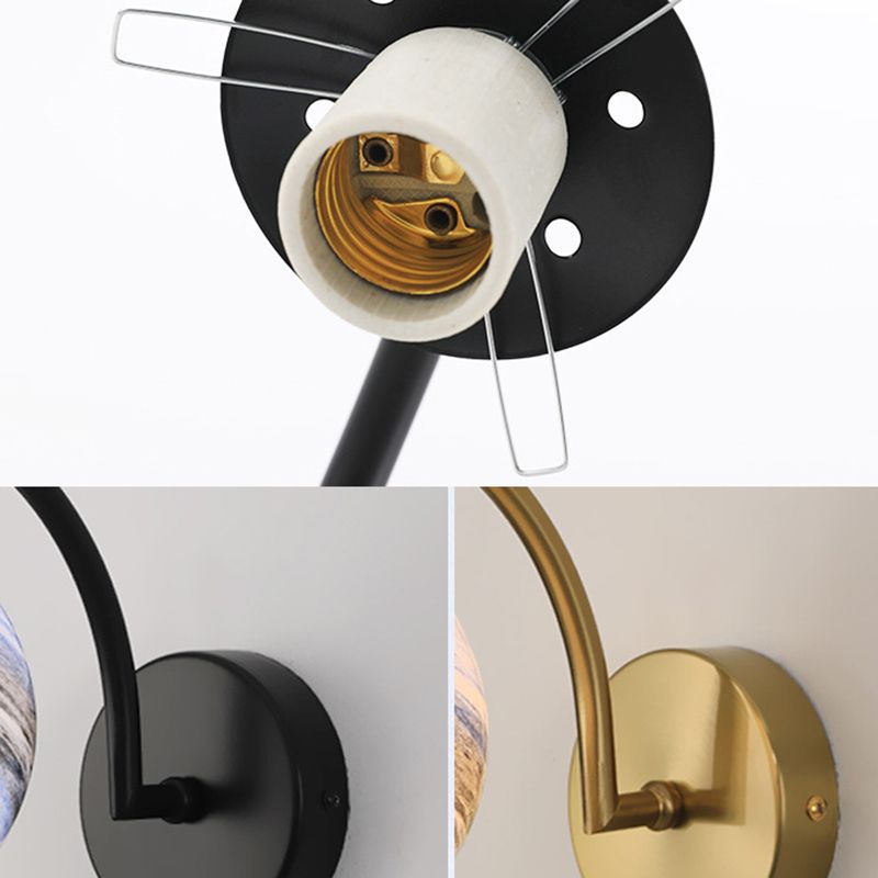 Contemporary Wall Sconce Globe Glass Wall Light Fixture for Bedroom