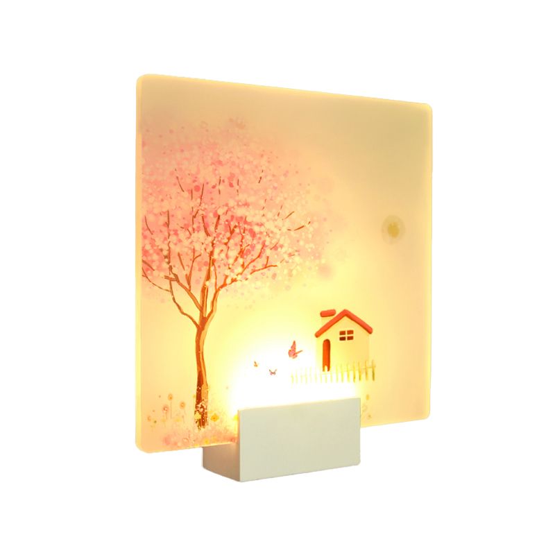 Round Shape Metal Wall Lighting Idea Kids Style 1 Light Wall Light Fixture in White