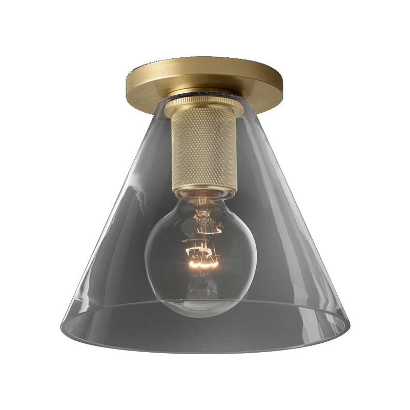 Globe/cône/cylindre/trompette en verre plafonnier suspendu moderne 1 lumière éclairage encastré en laiton pour balcon