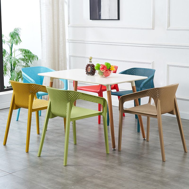 Contemporary Style Stackable Chair Kitchen Arm Chair with Plastic Legs