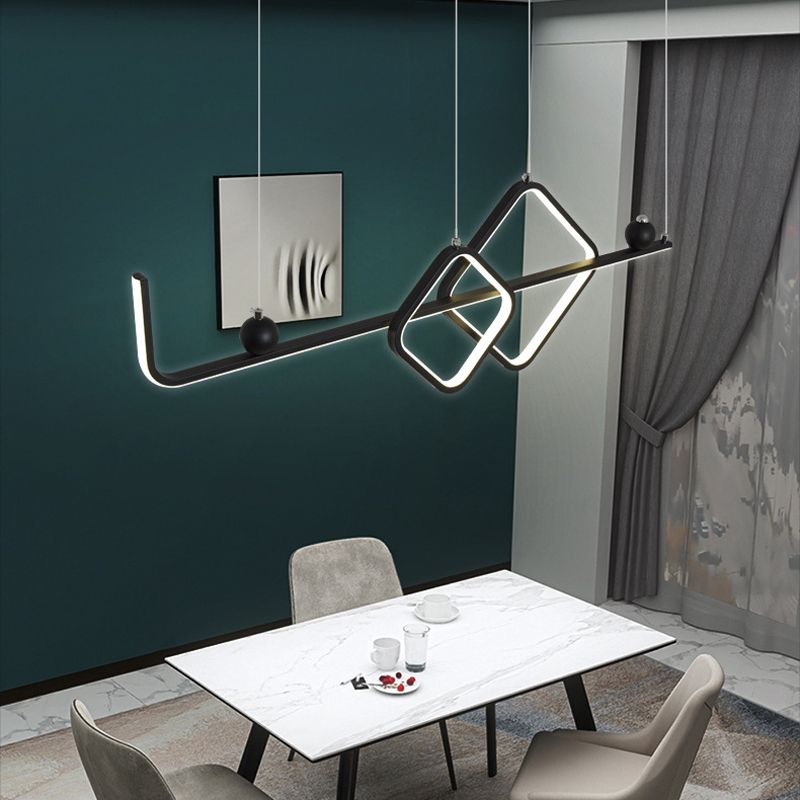 Metal Linear Island Pendant Modern Multiple-Light Island Lighting
