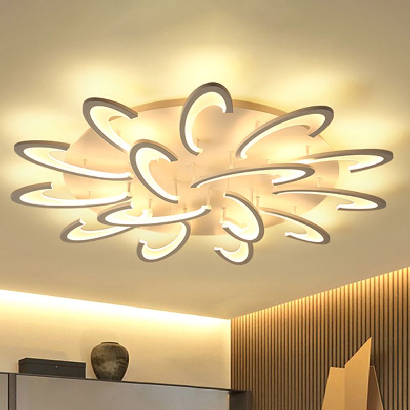 Floral Living Room Ceiling Licht Acryl Modernisist LED Flush Mount Light in Weiß