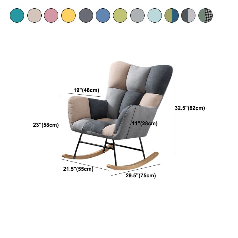 Modern Rocker Chair Upholstered Dark Legs Glider Button-Tufted