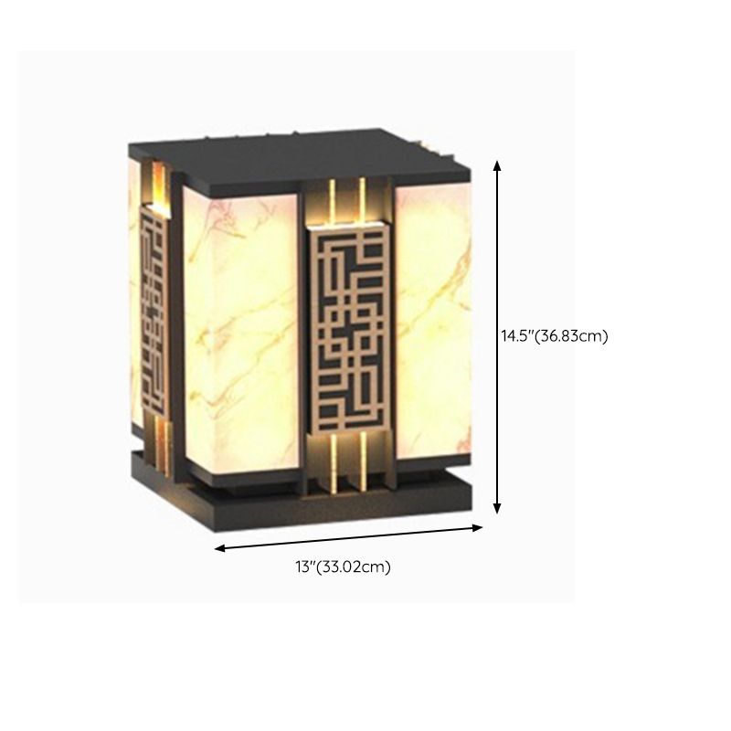 Rectangle Shape Metal Waterproof Pillar Lamp Modern 1 Light Outdoor Light in Black