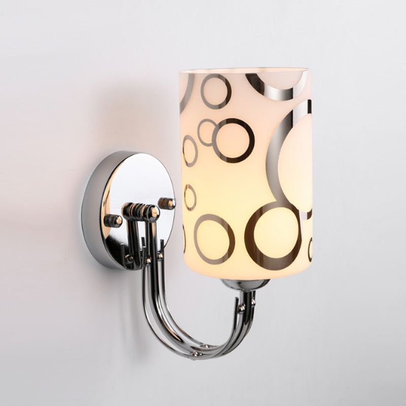 Glass Cylinder Shade Wall Sconce 1/2-Lights Modern Wall Lamp in Chrome Finish for Bedside