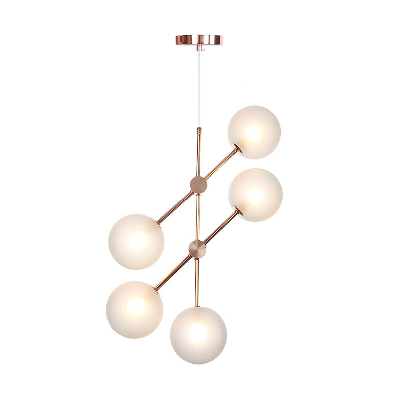 Spherical Living Room Hanging Chandelier Smoke Gray/White/Clear Glass 3/5 Lights Minimalist Pendant Lamp