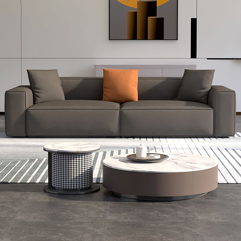 Square Armrest Latex Padded/light Grey Dark Grey/off-white/orange Sofa