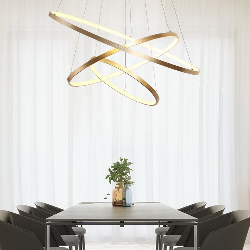 Round Hanging Light Kit Modern Style Metal 3 Lights Hanging Ceiling Lights