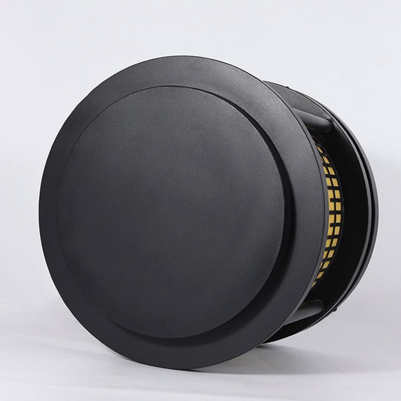 Modern Metal Solar Pillar Lamp Round Shape Outdoor Waterproof Light in Black