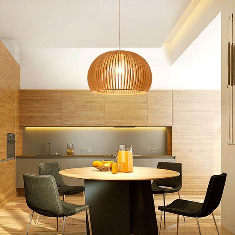 Éclairage suspendu de style contemporain avec une teinte en bois avec une teinte en bois
