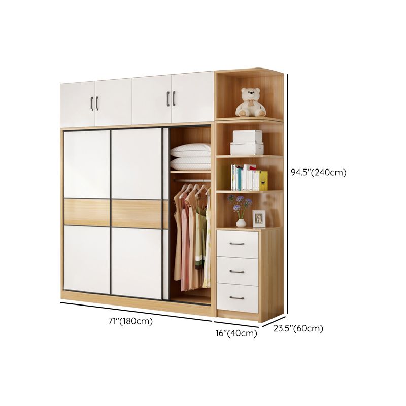 Artificial Wood Wardrobe Freestanding Wardrobe with Sliding Doors for Bedroom