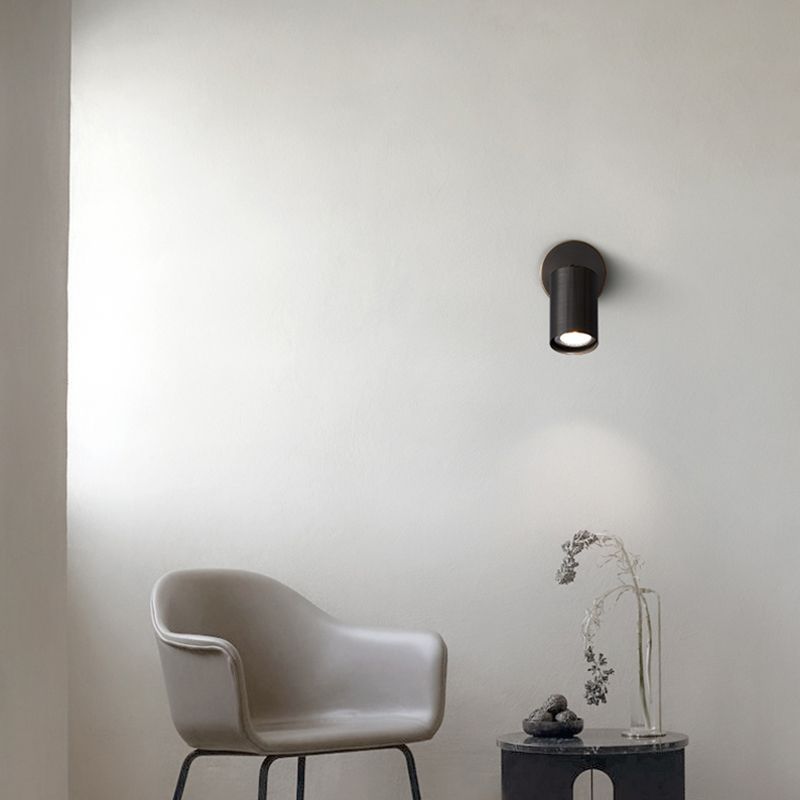 Half Cylinder Shade Metal Wall Sconce Modern Style 1 Light Wall Mount Lighting in Black