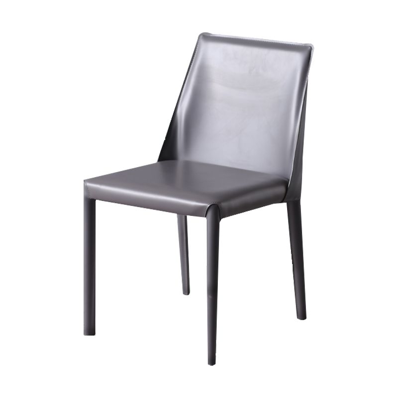 Home Leather Armless Dining Chairs Upholstered Side Chairs with Metal Legs