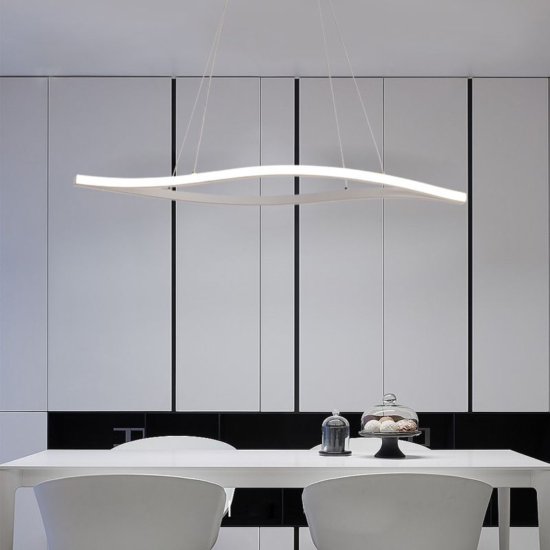 Aluminum Leaf Shaped Hanging Pendant Light Artistic LED Island Light for Dining Room