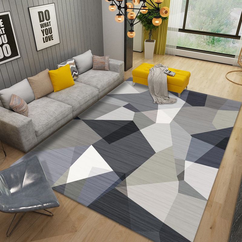 Geometric Indoor Rug Modern Patchwork Area Rug Polyester Carpet for Living Room