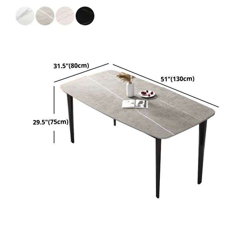 Rectangle Stone Industrial Table Standard Height Dining Room Table with 4 Legs