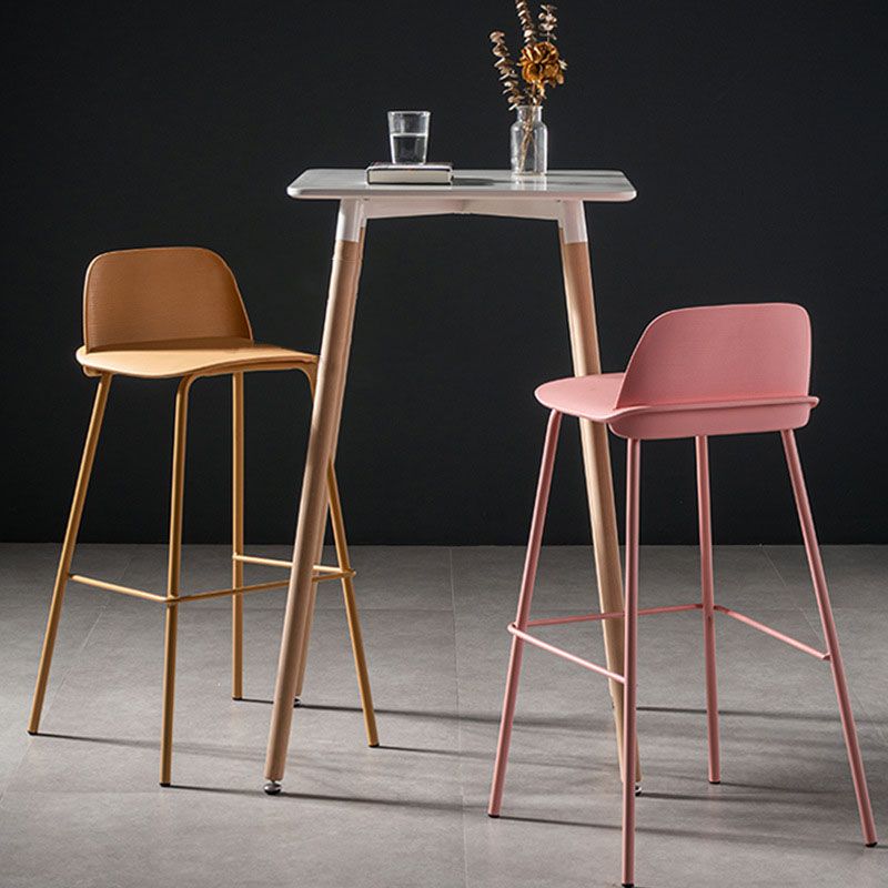 Modern Plastic Seats Macron Barstool Metal 4 Legs Bar Stool for Indoor, Set of 2