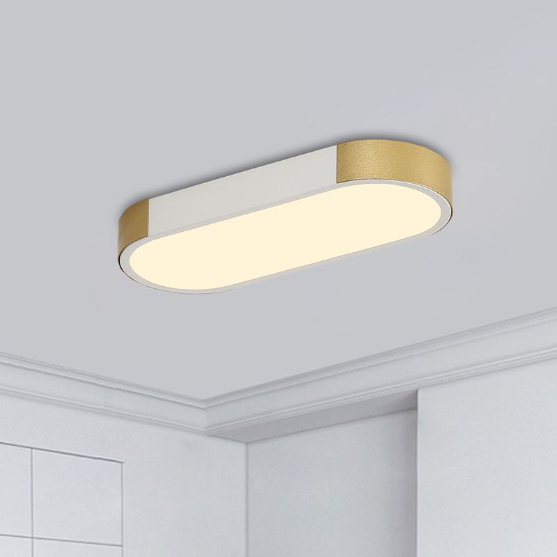 Rectangular Corridor Ceiling Flush Mount Metallic LED Modern Flushmount Lighting in White and Gold/Black and Gold