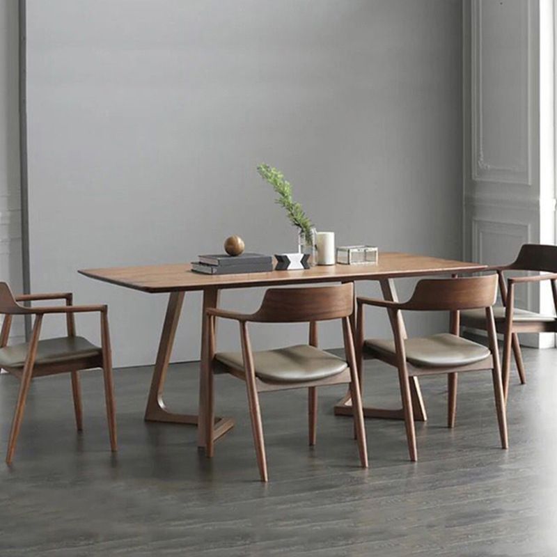 Wooden Dining Room Set 1/2/3/5 Pieces Modern Rectangle Dining Table and Upholstered Chairs