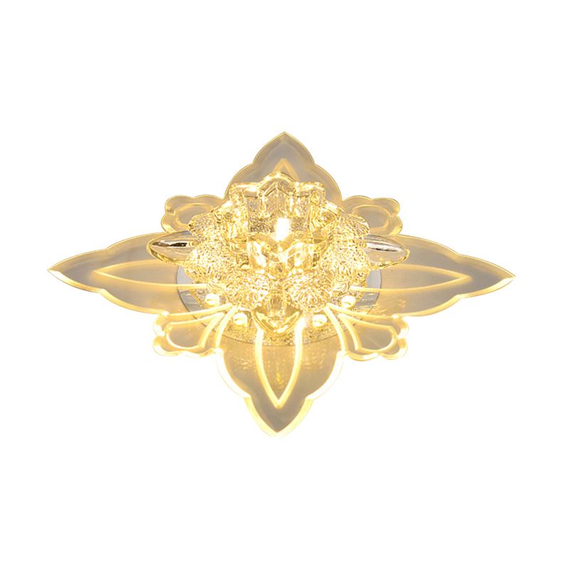 Plafonnier LED en forme de fleur de Style moderne, éclairage encastré en cristal pour foyer, avec pétales en acrylique transparent
