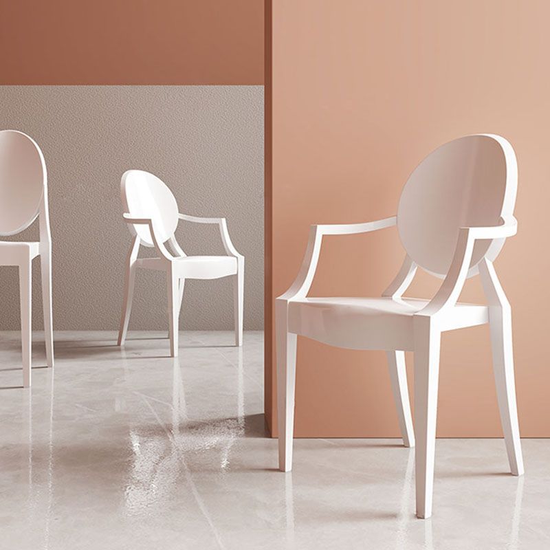 Sillón de comedor de plástico de estilo nórdico, silla lateral de comedor con respaldo abierto para uso doméstico