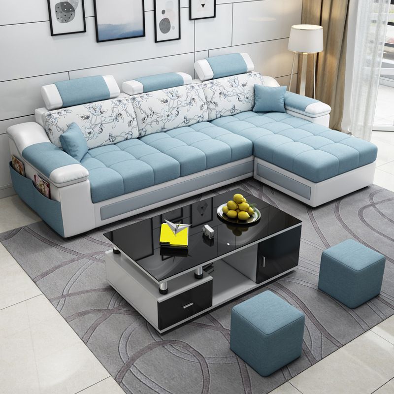 Pillow Top Arm Modular Settee Furniture 3-seater Sofa and Chaise with Pillows