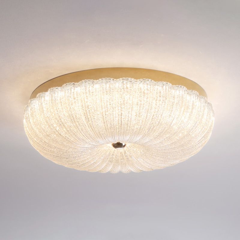 Modern Style Ceiling Mount Light Round LED with Glass Shade for Bedroom